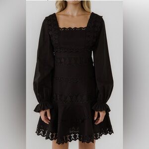 ENDLESS ROSE lace trim dress square neckline size m